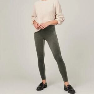 SPANX Velvet Leggings in Dark Palm